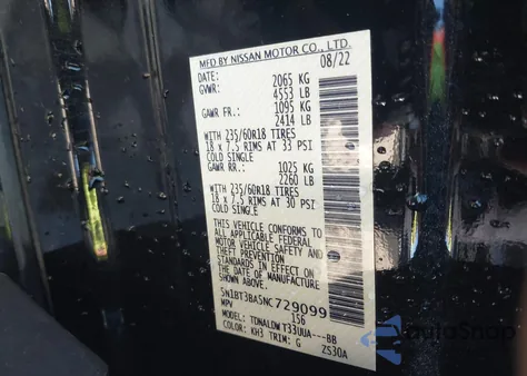 2022 Nissan Rogue Sv Fwd z USA, uszkodzony, nr VIN 5N1BT3BA5NC729099